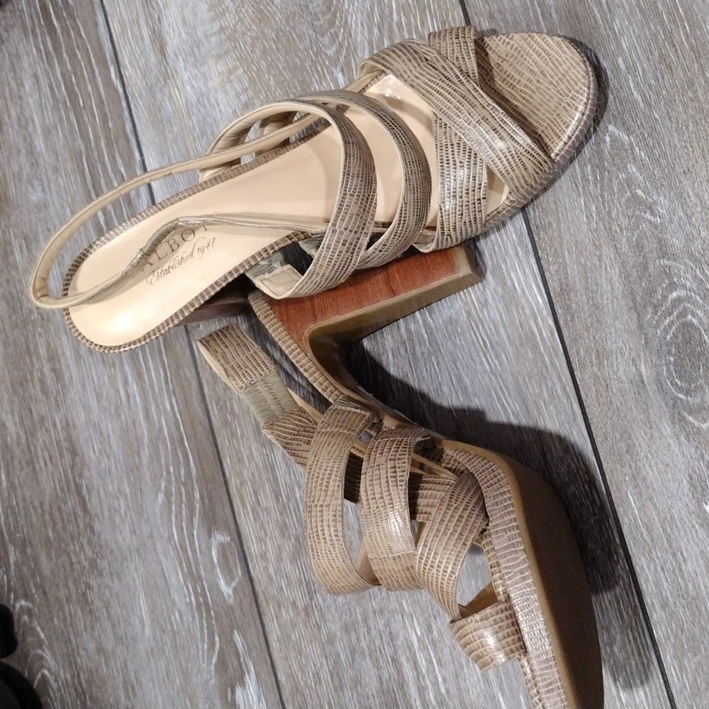 Talbots Python Look Light Brown Heeled Sandals. S… - image 1